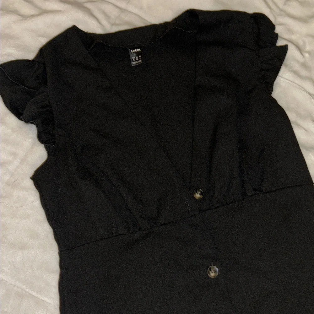 SHEIN Black Button-Up Mini Dress - Picture 2 of 2